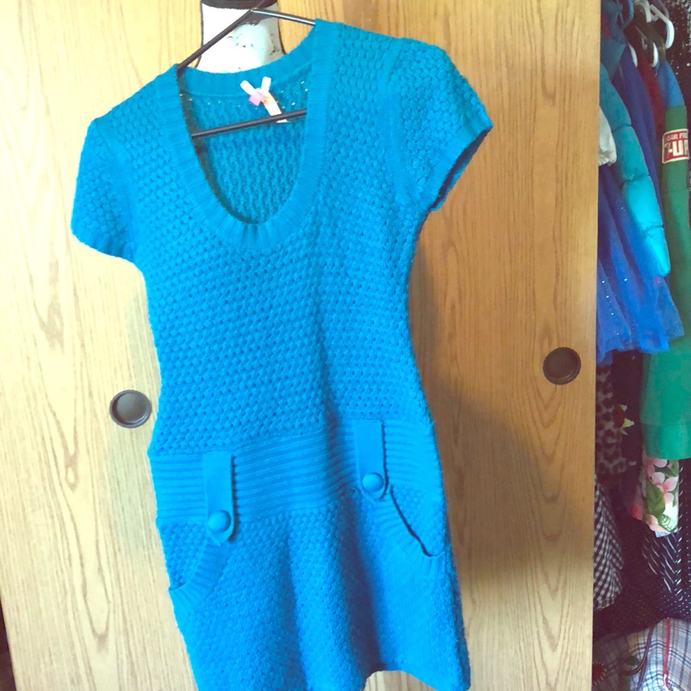 Turquoise sweater dress- size Medium